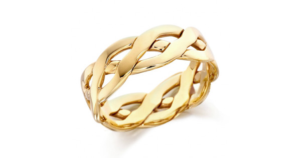 9ct Yellow Gold Gents 6mm Open Celtic Plait Wedding Ring