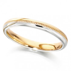 9ct Yellow and White Gold Ladies 3mm Wedding Ring with Beaded Centre  