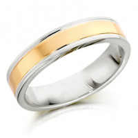 9ct Yellow and White Gold Gents 5mm Plain Wedding Ring  