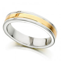 9ct Yellow and White Gold Ladies 4mm Plain Wedding Ring  