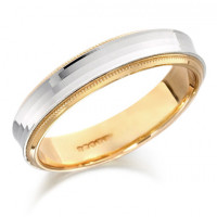 9ct Yellow and White Gold Gents 5mm Wedding Ring with Concave Centre  