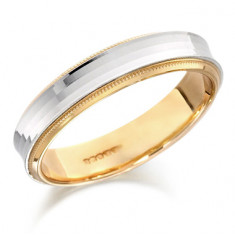 9ct Yellow and White Gold Gents 5mm Wedding Ring with Concave Centre  