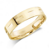 9ct Yellow Gold Gents 5mm Wedding Ring with Flat Cuts All Around  