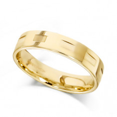9ct Yellow Gold Ladies 4mm Wedding Ring with Flat Cuts All Around  