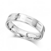 Platinum Ladies 4mm Wedding Ring with Flat Cuts All Around  