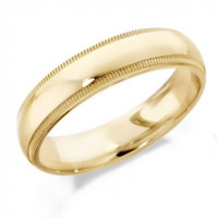9ct Yellow Gold Gents 5mm Wedding Ring with Patterned Edges  