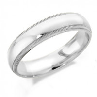 9ct White Gold Gents 5mm Wedding Ring with Patterned Edges  