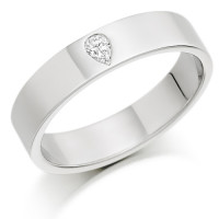 9ct White Gold Ladies 4mm Wedding Ring Set with Single Pear Shape Diamond, Weighing 8pts  