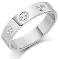 9ct White Gold Ladies 4mm Wedding Ring Set with Oval and Pear Shape Diamonds, Total Weight 0.26ct  