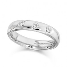 9ct White Gold Ladies 4mm Wedding Ring Set with 3 Diamonds, Total Weight 0.15ct  