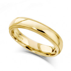 9ct Yellow Gold Ladies 4mm Wedding Ring with Patterned Edges  