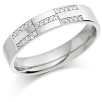 9ct White Gold Ladies 4mm Wedding Ring Set with 12pts of Diamonds in X-Shape Pattern  