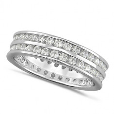 Platinum Ladies 1.50ct 2 Row Channel Set Diamond Full Eternity Ring  