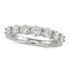 18ct White Gold Ladies 7 Stone Graduated  Claw Set 1ct Diamond Half Eternity Ring 
