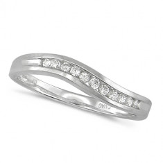Platinum Ladies 11 Stone Channel Set Curved Wishbone  Diamond Ring Set with 12pts of Diamonds 