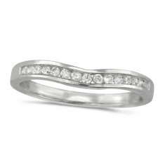 Platinum Ladies 15 Stone Channel Set Curved Wishbone  Diamond Ring Set with 16pts of Diamonds 