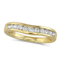 18ct Yellow Gold Ladies 11 Stone Channel Set Curved Wishbone  Diamond Ring Set with 0.39ct of Diamonds 