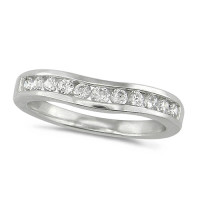 18ct White Gold Ladies 11 Stone Channel Set Curved Wishbone  Diamond Ring Set with 0.39ct of Diamonds 