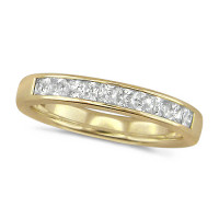 18ct Yellow Gold Ladies 10 Stone Channel Set Princess Cut  Half Carat Diamond Half Eternity Ring 