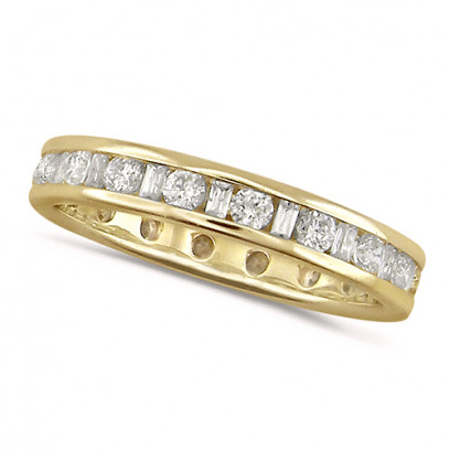 Classic Half Eternity Ring with London Blue Topaz and Diamond- AAA Grade,  14K White Gold, US 6.00 - Walmart.com