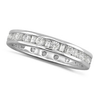 18ct White Gold Ladies Channel Set Diamond Full Eternity Ring  Set With 1ct Of Round And Baguette Cut Diamonds
