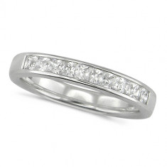 18ct White Gold Ladies 10 Stone Channel Set Princess Cut  Half Carat Diamond Half Eternity Ring 