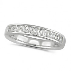 18ct White Gold Ladies 10 Stone Channel Set Princess Cut  Three Quarter Carat Diamond Half Eternity Ring 