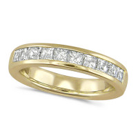 18ct Yellow Gold Ladies 10 Stone Channel Set Princess Cut  1ct Diamond Half Eternity Ring 