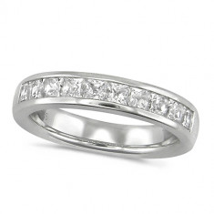 18ct White Gold Ladies 10 Stone Channel Set Princess Cut  1ct Diamond Half Eternity Ring 