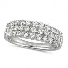18ct White Gold Ladies 1ct Diamond 3 Row Dress Ring 
