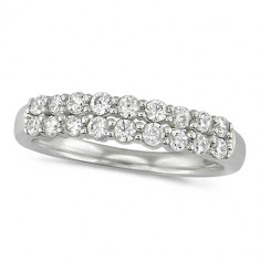 18ct White Gold Ladies Claw Set 2 Row Half Eternity Ring Set With 0.50ct Of Diamonds