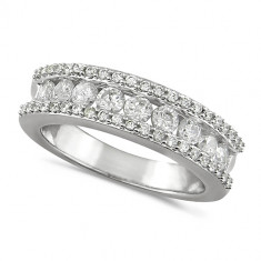 18ct White Gold Ladies 3 Row 1ct  Brilliant Cut Diamond Half Eternity Ring