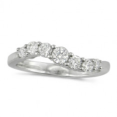 18ct White Gold Ladies 7 stone S-Shape Diamond Half Eternity Ring Set with 0.50ct of Brilliant Cut Diamonds 
