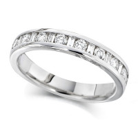 18ct White Gold Ladies Half Eternity Ring  Set With 0.50ct Of Round And Baguette Cut Diamonds
