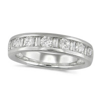 18ct White Gold Ladies Half Eternity Ring  Set With 1ct Of Round And Baguette Cut Diamonds
