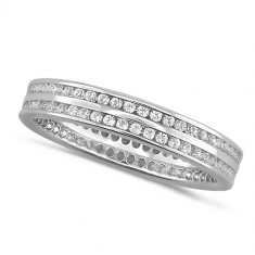 Platinum Ladies 0.5ct 2 Row Channel Set Diamond Full Eternity Ring  