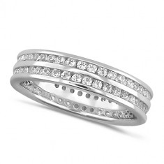 Platinum Ladies 1ct 2 Row Channel Set Diamond Full Eternity Ring  