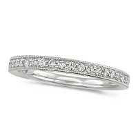 Platinum Ladies Quarter Carat Diamond Half Eternity Ring with Beaded Edges 