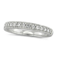 18ct White Gold Ladies Third of a Carat Diamond Half Eternity Ring with Beaded Edges 