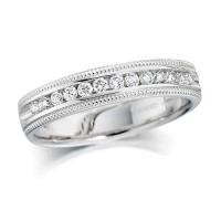 18ct White Gold Ladies Quarter Carat Channel Set Diamond Half Eternity Ring with Beaded Edges
