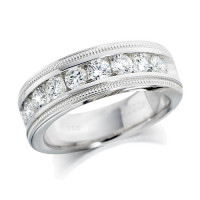 18ct White Gold Ladies 1ct Channel Set Diamond Half Eternity Ring with Beaded Edges