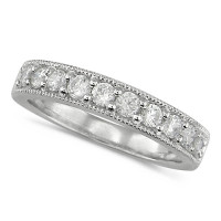 Platinum Ladies Beaded Edge Diamond Half Eternity Ring Set with 0.58ct Of Diamonds