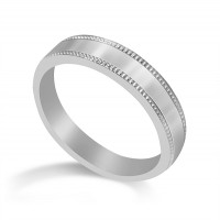 Platinum Ladies 4mm Millgrain Flat Court Shape Wedding Ring 