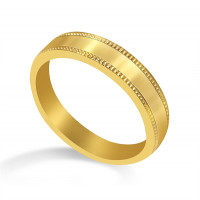 18ct Yellow Gold Ladies 4mm Millgrain Flat Court Shape Wedding Ring