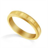 18ct Yellow Gold Ladies 3mm Millgrain Flat Court Shape Wedding Ring 