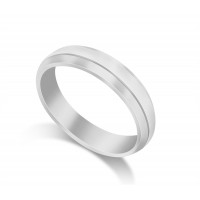 Platinum Ladies 5mm Bevelled Edge Court Shape Wedding Ring 