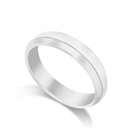 18ct White Gold Ladies 5mm Bevelled Edge Court Shape Wedding Ring 