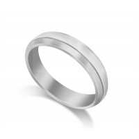 9ct White Gold Ladies 5mm Bevelled Edge Court Shape Wedding Ring 