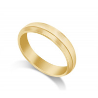 9ct Yellow Gold Gents 5mm Bevelled Edge Court Shape Wedding Ring 