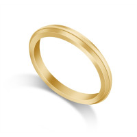 9ct Yellow Gold Ladies 2mm Bevelled Edge Court Shape Wedding Ring